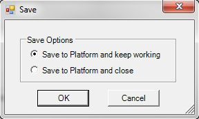Screen capture showing the two options for saving the initial workpaper to the Platform.